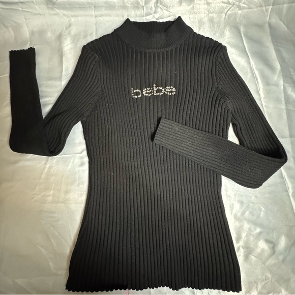 bebe Tops - Bebe Black Ribbed Long Sleeve Top